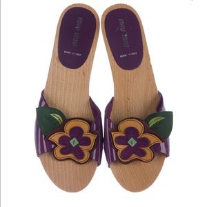 MIU MIU Floral Embellished Slide Sandals size 39.5